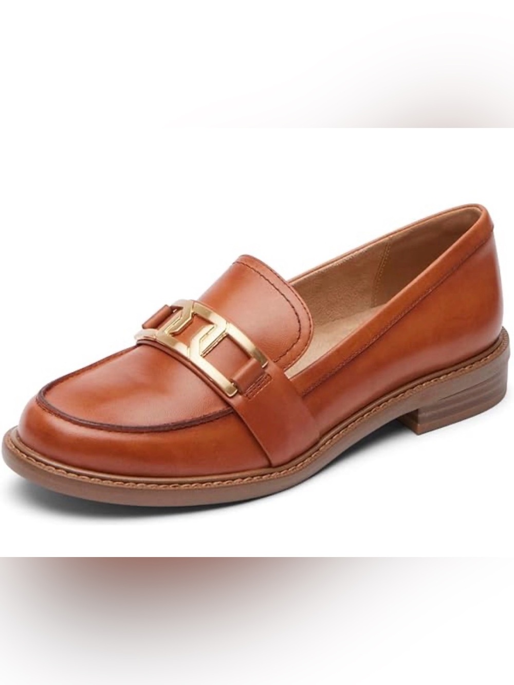 Rockport Cognac Leather Loafer with Gold Accent Size 8.5